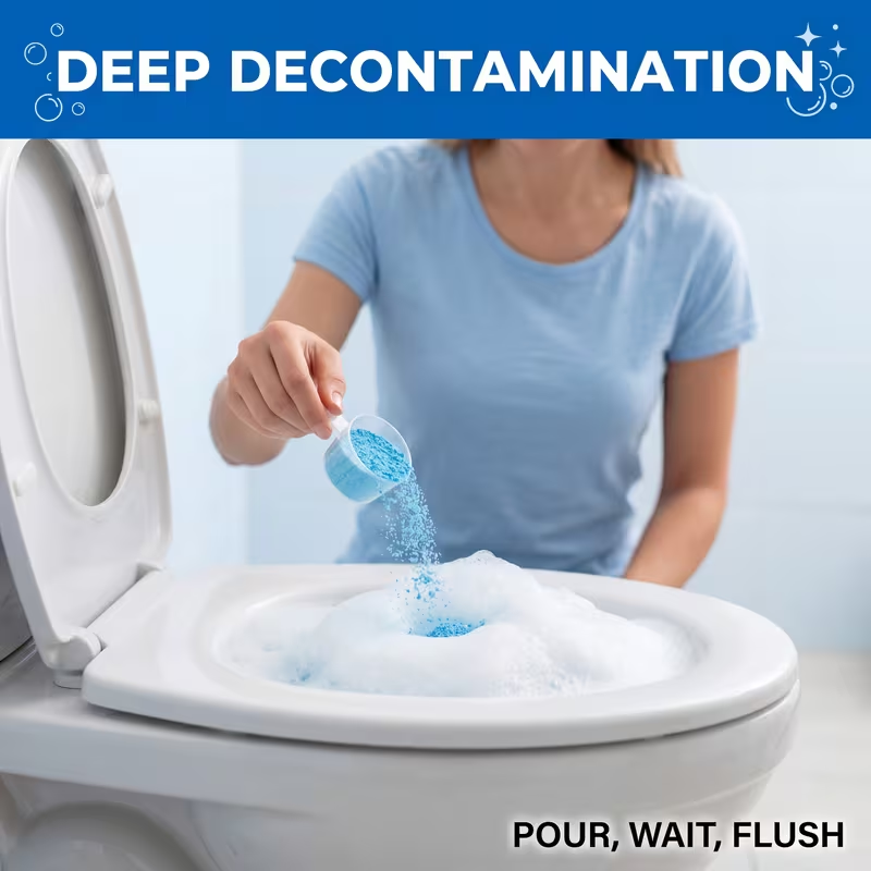 Toilet Cleaning Powder with Foam – Odor Removal, Stain Dissolving & Pipe Unclogging Bathroom Cleaner