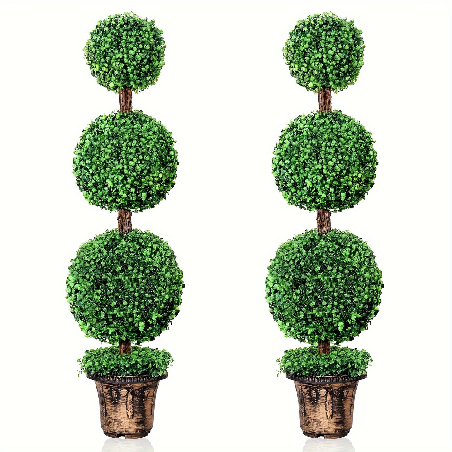 Artificial Boxwood Topiary Tree 2 Pack 3ft 4ft Faux Topiary Ball Tree Potted Plant for Front Door Porch Living Room Indoor Outdoor Decor
