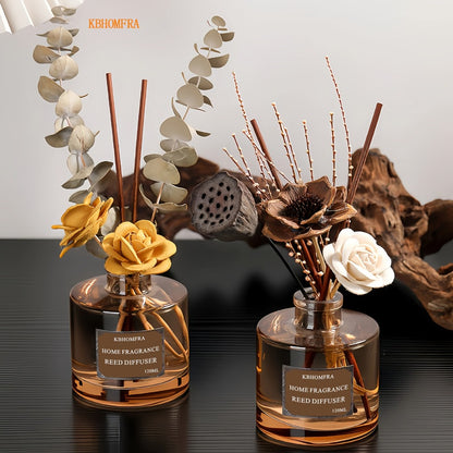 Reed Diffuser Set with Dried Flowers – Jasmine, Cedar, Sandalwood & Gardenia Scents, 120ml 90-Day Long-Lasting Home Fragrance