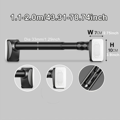Telescopic Curtain Rod No Drill 15.75"-196.85" Adjustable Shower Curtain Rod 33mm for Large Windows