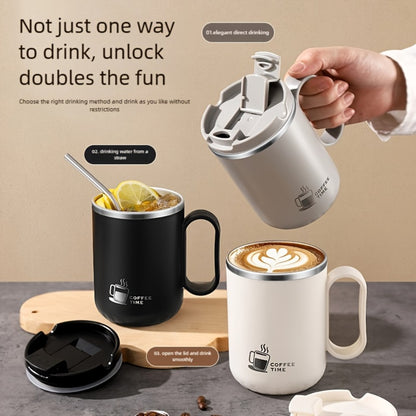 Stainless Steel Travel Mug Valentine's Letter Print Double Wall Insulated Coffee Cup Leak-Proof Lid 500ml Office Home Travel
