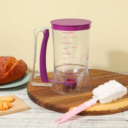 Pancake Batter Dispenser with Cleaning Brush – 2pcs Handheld Batter Separator & Squeeze Dispenser Set, Cupcake Batter Tool, Durable Kitchen Baking Gadget for Pancakes, Waffles & Cupcakes