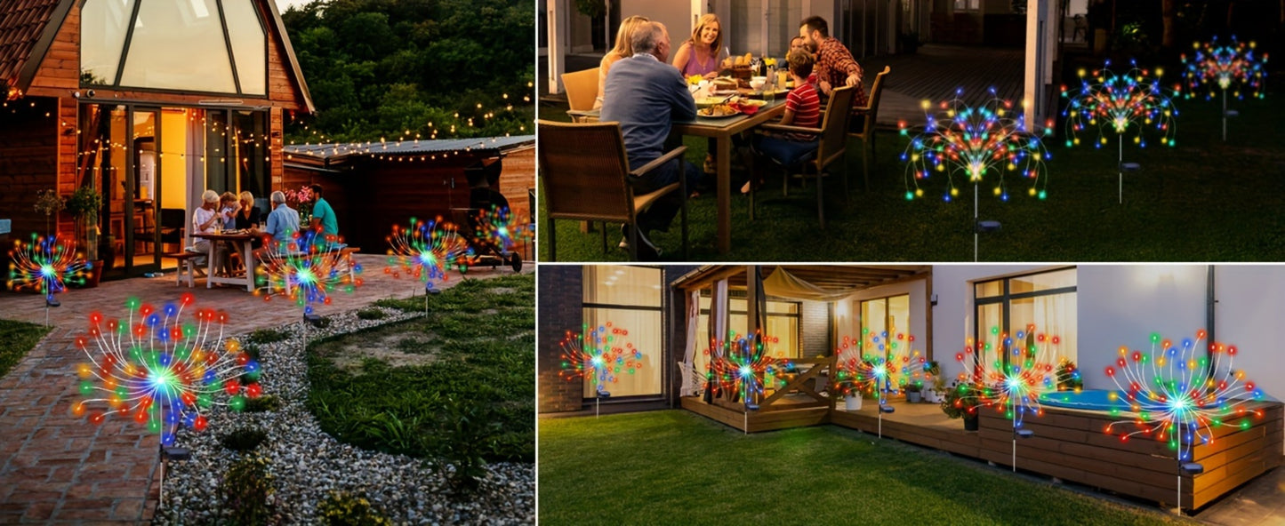 Solar Fireworks Lights Outdoor – 60 to 420 LED Solar Garden Fairy Lights with 8 Modes, Waterproof Copper Wire Sparkler Lights for Garden, Patio, Yard, Pathway & Holiday Decoration