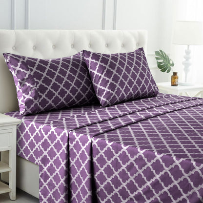 Brushed Polyester Bed Sheet Set 4 Piece 100% Polyester Soft Cooling Deep Pocket 16 Inch Wrinkle Fade Shrink Resistant Machine Washable Twin Full Queen King Cal King 8 Colors