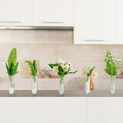 Clear Glass Cylinder Vases 15 Pcs - 7.5 Inch Tall Borosilicate Glass Flower Vase Bulk Set for Wedding Centerpieces, Floating Candle Holders, Table Decor, Party & Home Decoration