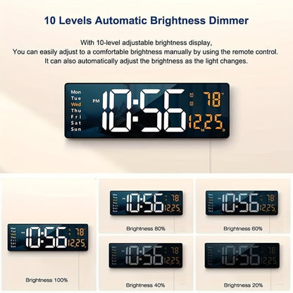 LED Digital Alarm Clock with Dual Alarm, Countdown Timer & 4-Level Dimmer for Bedside Nightstand
