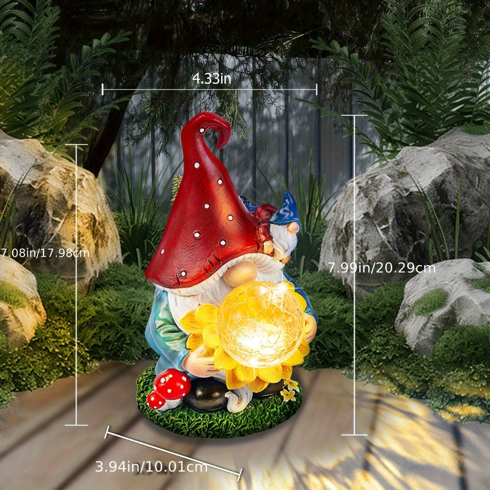Solar Light Elf Resin Statue – Outdoor Garden Figurine That Automatically Lights Up at Night, Holiday Collectible Decor for Christmas, Easter, Halloween, Thanksgiving & Hanukkah, Patio Porch Desk Decor Gift