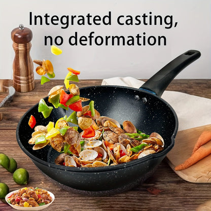 Non-Stick Cookware Set 4pcs Aluminum Frying Pan Kitchen Cooking Set Even Heat Distribution Easy Clean for Sauteing Searing Frying Everyday Home Cooking Black