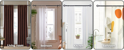 Black Adjustable Curtain Rod Heavy Duty Farmhouse Decorative Drapery Rod for Bedroom Living Room Kitchen Patio 4 Sizes Easy Install