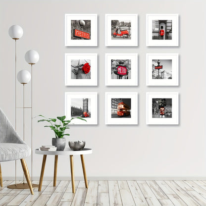 Square Photo Frames Set of 3, Black White 8x8 12x12 Inch Wall Hanging Picture Frames for Living Room Hallway Gallery Wall, Holiday Gift for Friends Family Home Decor