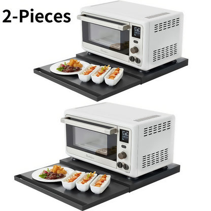Microwave Stand Countertop Organizer Adjustable Metal Pull-Out Rack Shelf Space Saving Kitchen Storage for Microwave Oven Air Fryer Rice Cooker Coffee Station Toaster Appliances Black White 1 or 2 Piece
