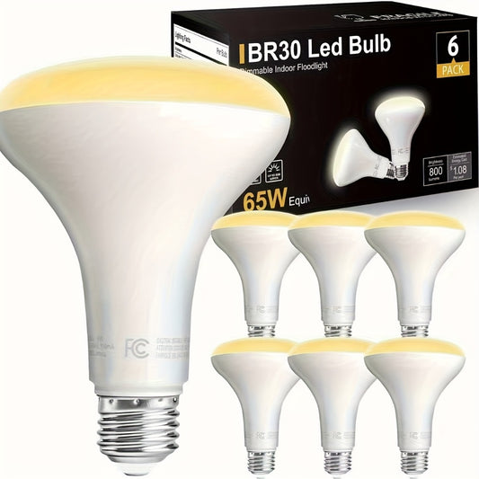 BR30 LED Flood Light Bulbs Dimmable 9W = 65W Equivalent 800 Lumens E26 Base CRI 80+ Recessed Light Bulbs for Ceiling Kitchen – 2700K Soft White or 5000K Daylight – Available in 6-Pack & 24-Pack