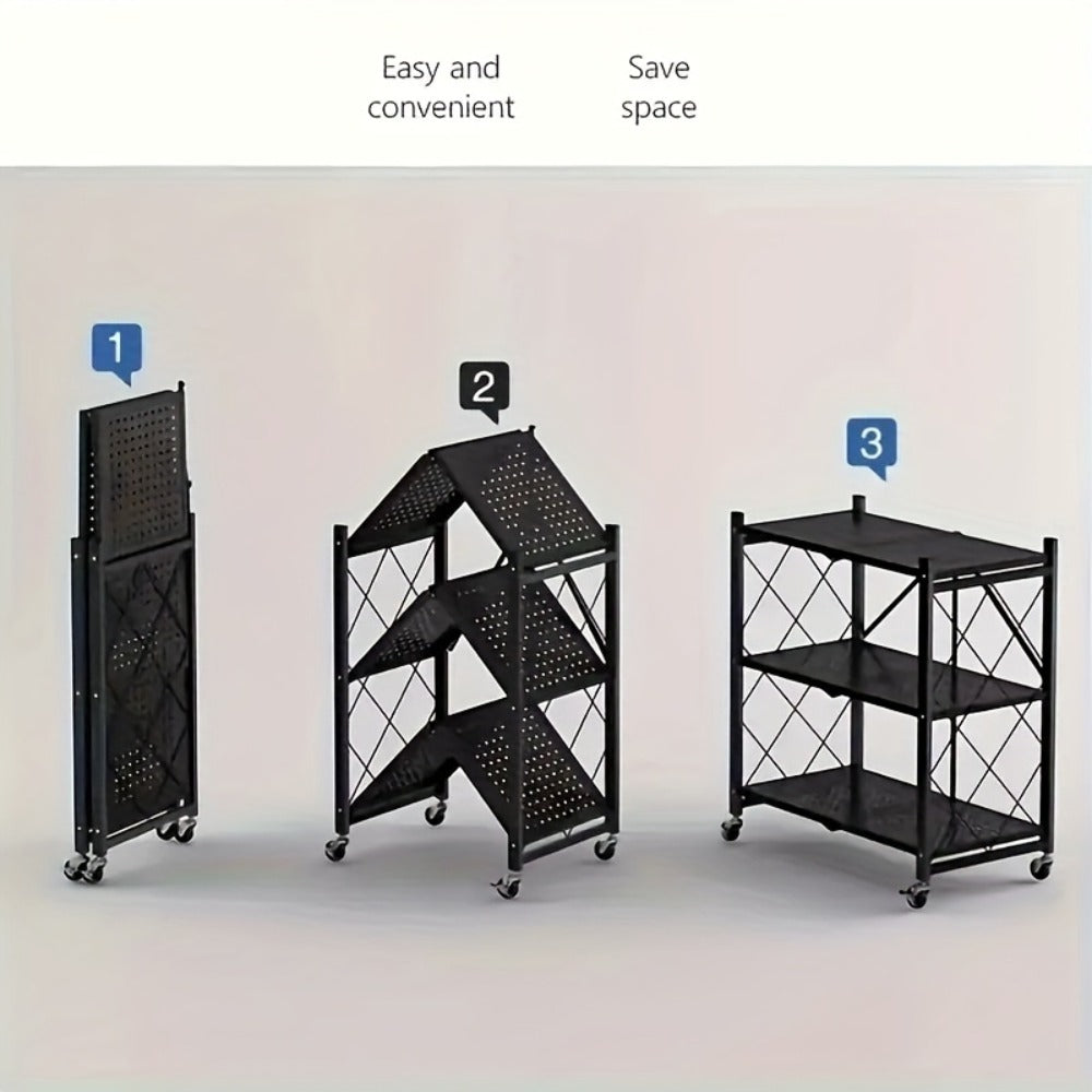 Rolling Storage Rack with Wheels – 3, 4 or 5 Tier Portable Movable Shelving Unit, No Assembly Required, Large Capacity Floor Storage Shelf for Garage, Balcony, Camping, Outdoor & Commercial Use