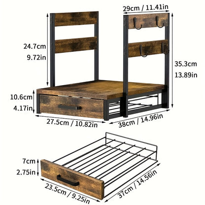 Coffee Pod Holder and Mug Rack - K Cup Capsule Organizer 70 Capacity Single Double Layer Coffee Machine Stand Countertop Storage | Rustic Brown | Kitchen Coffee Bar Organizer Gift