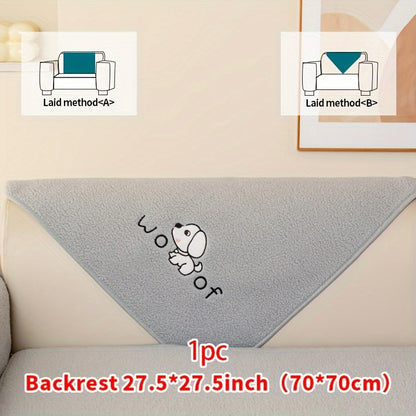 Sherpa Plush Sofa Cover Non-Slip | Thick Fleece Couch Protector, Pet Friendly Furniture Shield, 1 to 4 Seat, Armrest Backrest Pillowcase, Deep Gray Light Gray Coffee Off White