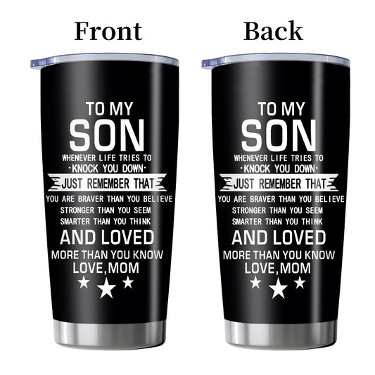 20oz Insulated Tumbler Gift for Son from Mom – Inspirational Quote Travel Mug, Stainless Steel Car Cup for College & High School