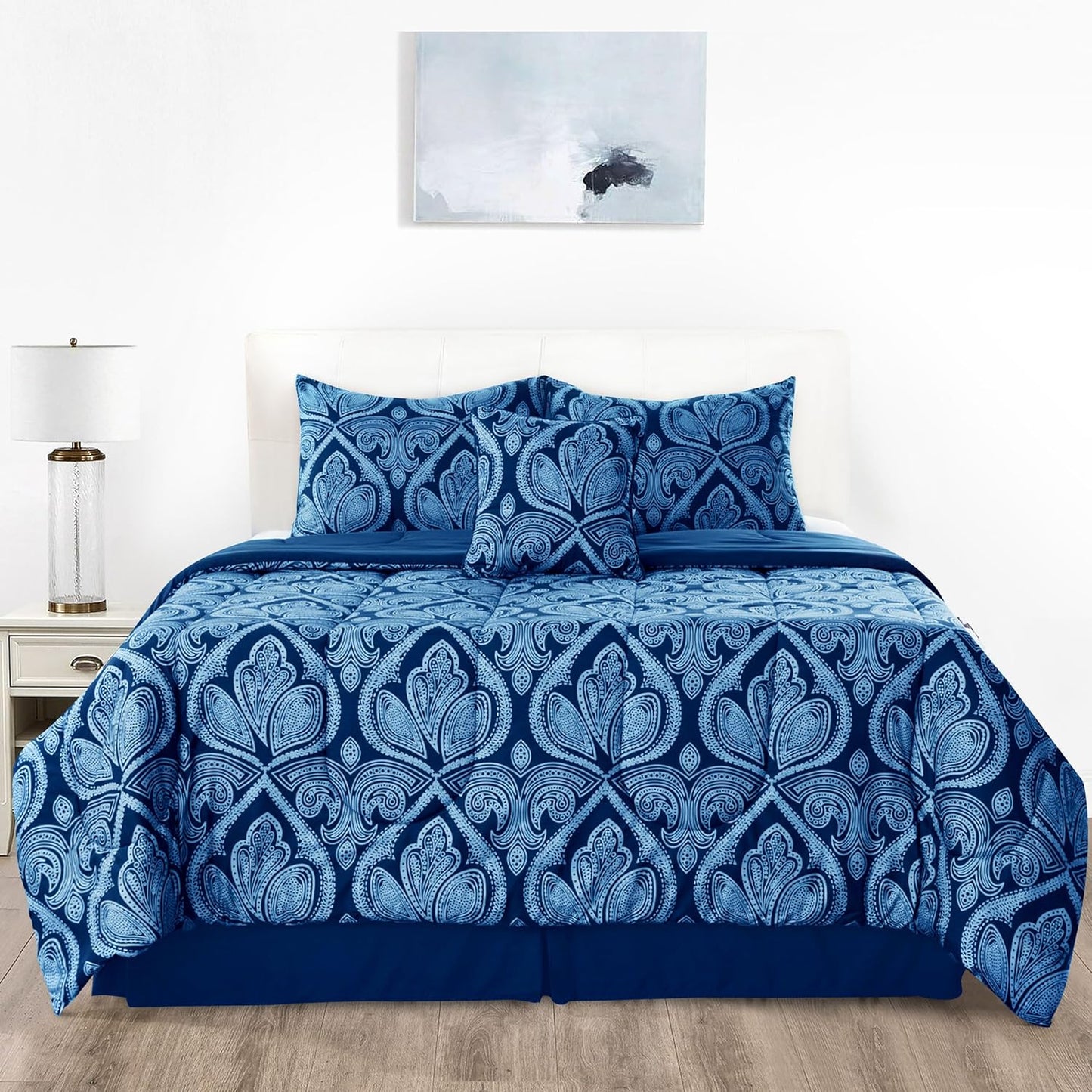 5-Piece Comforter Set – Down Alternative Reversible Quilted Bedding with Bed Skirt & Pillow Shams, Twin Queen King, All Seasons – 13 Colors