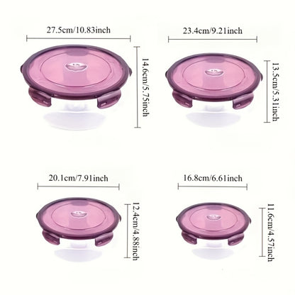 Refrigerator Storage Containers Large Capacity 3/4pcs Airtight - Keeps Fruit Vegetable Meat Egg Dumpling Fresh, Stackable Space-Saving Plastic Food Storage Boxes for Kitchen Fridge, Purple Green Blue Beige
