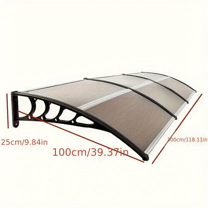 Door Window Awning Canopy 120x38 Inch Polycarbonate Rain Sun UV Snow Shield with Aluminum Bracket Easy Install Outdoor Porch Patio Entrance Shelter