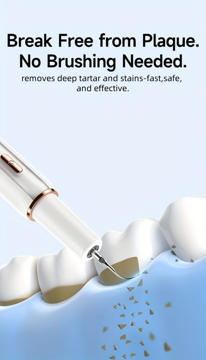 Electric Tooth Cleaner Tartar Remover Rechargeable - 5 Speed Modes, LED Light, USB Charging, 2 Replaceable Brush Heads, Dental Plaque Scraper for Teeth Whitening, Stain & Tartar Removal, Dental Mirror