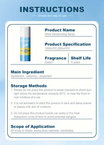 Foot Deodorant Spray 8.79oz – Powerful 24-Hour Odor Eliminator for Shoes, Clothing & Body, Long-Lasting Freshness for Athletes, Women & Daily Use