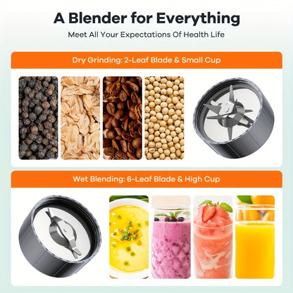 Personal Blender & Smoothie Maker 12-in-1 – High-Powered Protein Shake Mixer, Multi-Function Grinder, BPA-Free with Portable Cup