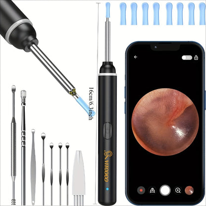 Wireless Ear Camera Ear Wax Removal Kit 1080P HD 6-LED – App-Controlled Visual Ear Cleaner for Adults and Pets, Compatible with All Smartphones, Multiple Cleaning Heads, Portable Ear Scoop Tool