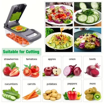 Vegetable Chopper Multifunctional Food Slicer Dicer Cutter 8 Blades Kitchen Tool Set