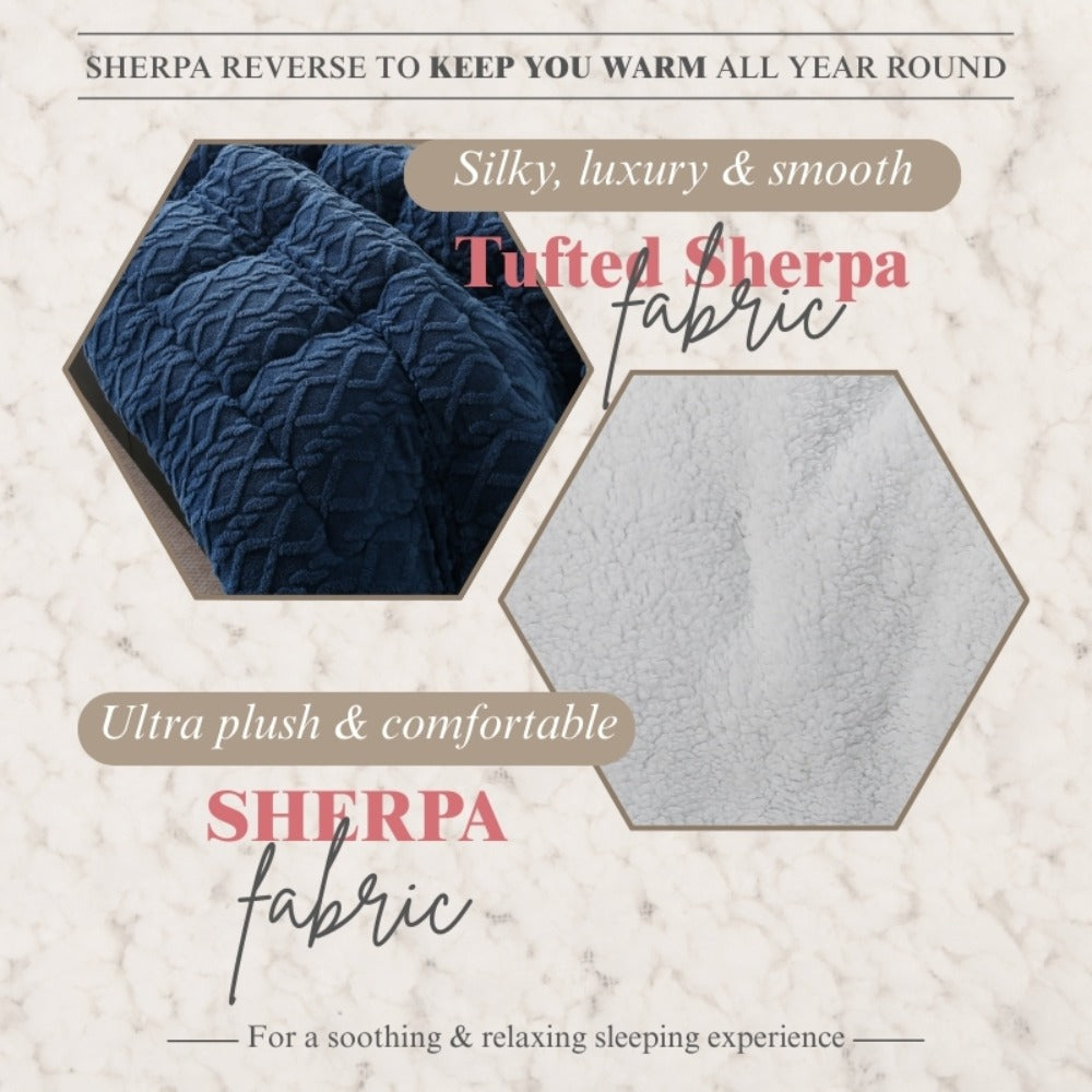 Plush Taffeta Comforter Extra Thick 400-450GSM | Double-Sided Soft Heavy Duty Warm Comforter for Autumn Winter Twin XL Full Queen King Grey Blue Pink Beige