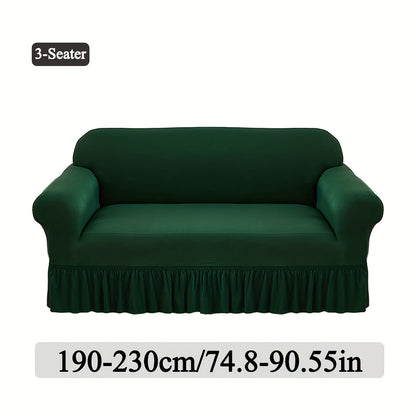 Stretch Sofa Slipcover Lightweight Breathable Elastic Full Cover Skirted Design Anti-Slip Soft Cool Comfort Machine Washable for 3 4 Seater Living Room Furniture Protector