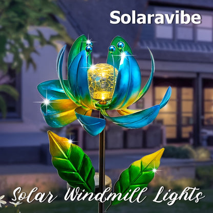 Solar Outdoor Windmill Light Rotating Garden Stake | Color Changing LED | Waterproof Solar Garden Light | Spinning Windmill Lamp for Patio Lawn Yard Pathway Decoration | Purple Blue