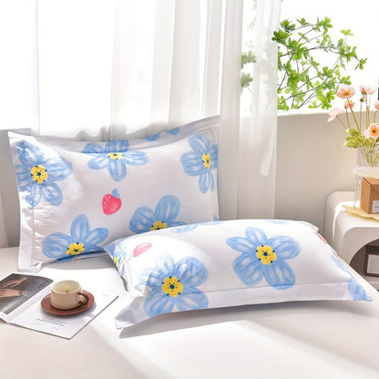 Quilt Set 3 Piece Summer Cooling – Floral Printed Thin Comforter with 2 Pillowcases, Soft Skin-Friendly Bedding for Twin Full Queen King, All Season Lightweight Blanket for Bedroom Hotel Guest Room