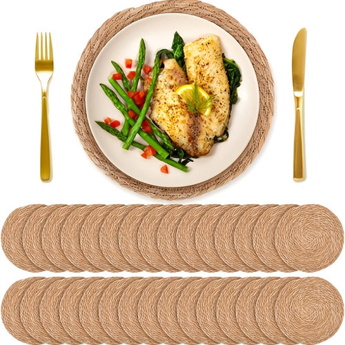 Bohemian Placemats Set 10/30pcs with Holders, 12-Inch Vintage Woven Table Mats for Wedding, Party & Everyday Dining