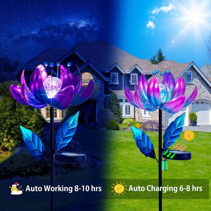 Solar Outdoor Windmill Light Rotating Garden Stake | Color Changing LED | Waterproof Solar Garden Light | Spinning Windmill Lamp for Patio Lawn Yard Pathway Decoration | Purple Blue