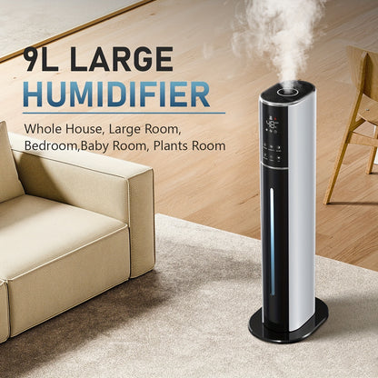 Cool Mist Humidifier 2.4 Gallon Top Fill with Smart Humidity Control Sleep Mode Soundwave Technology for Large Rooms Bedroom Office Plants 600ft²