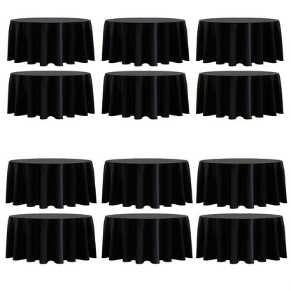 120 Inch Round Tablecloth Bulk Pack – Wrinkle-Free Table Cover for Wedding, Party, Christmas & Halloween, Black or White (6/12/18 Pack)
