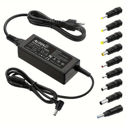 19V 3.42A 65W Universal Laptop Power Adapter - Compatible with HP, LG Monitor, Samsung TV, Acer, Chromebook, ASUS, JBL Speaker, AC 100-240V Input, 9 DC Tips Included, Short Circuit Protection