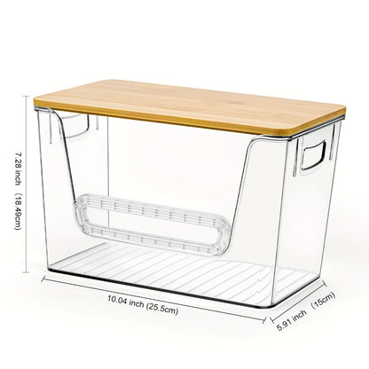 Clear Acrylic Trash Bag Dispenser Stackable with Bamboo Lid Extra Large Kitchen Organizer for Under Sink Laundry Room Pantry Holds 13 30 33 Gallon Bags 1 2 or 4 Pack