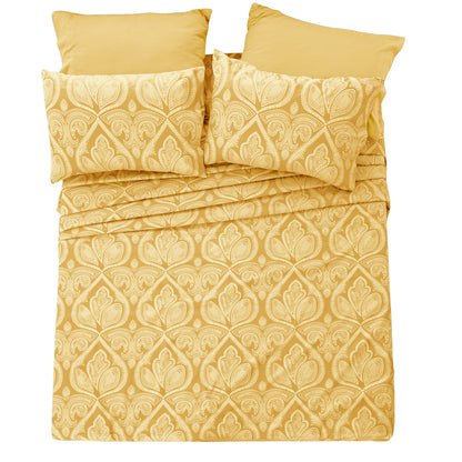 Paisley Bed Sheet Set 6-Piece Soft Brushed Microfiber Deep Pocket Fitted Sheet Wrinkle Free All-Season Comfort