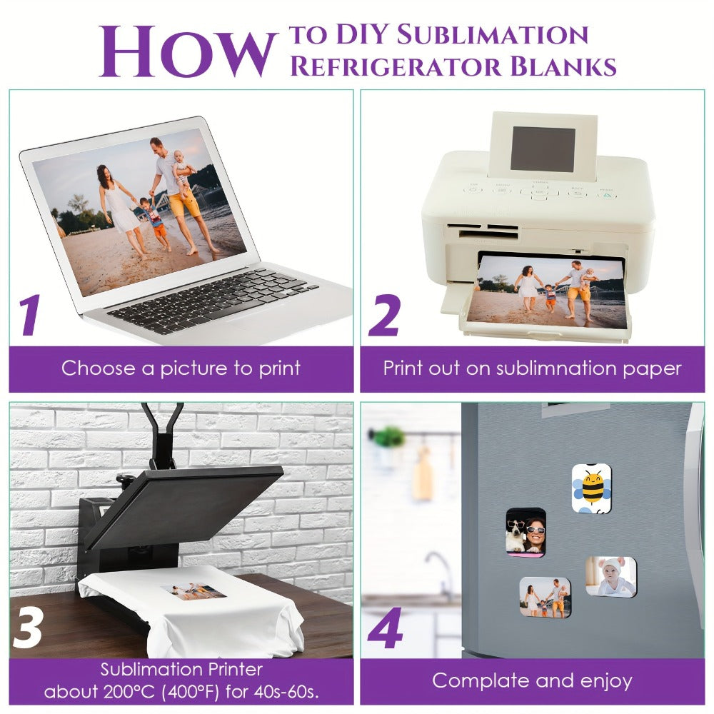Sublimation Magnet Blanks 96 Pcs Blank Refrigerator Magnets for DIY Crafts – 48 Square & 48 Rectangle Fridge Magnets for Kitchen Office Home Decor Gifts 2.8x2 Inch