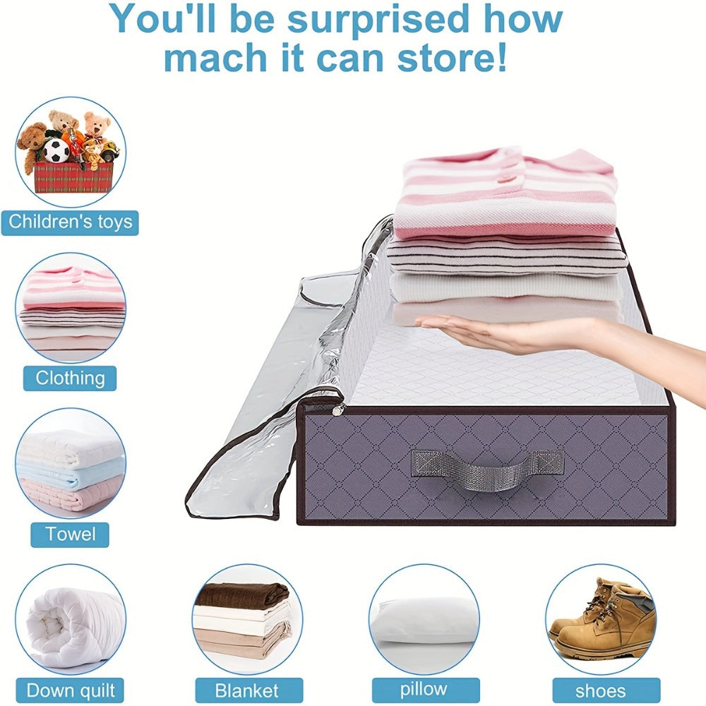 Under Bed Storage Bins Collapsible 23.78 Gal – Foldable Underbed Organizer Bags for Blankets, Clothes, Comforters, Sheets & Sweaters with Zipper Lid
