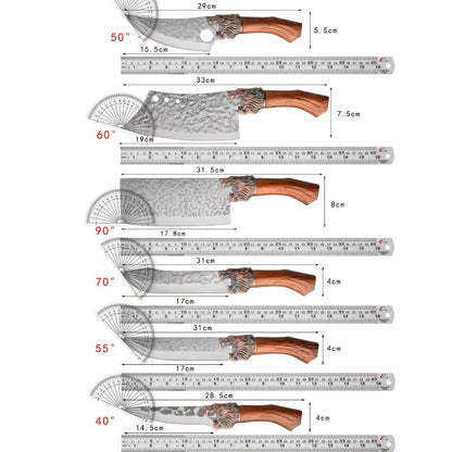 Kitchen Knife Set Professional Forged Chef Knife Set Full Tang Blades with Poultry Shears Meat Knife Carving Knife Cleaver Cooking Gift for Women Home Kitchen