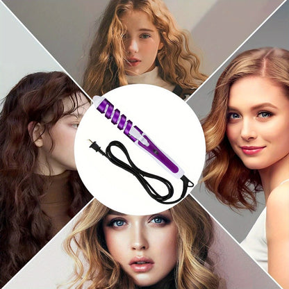 Automatic Spiral Curling Iron 360° Electric Hair Curler - Auto Rotating Curl Wand, Lightweight & Portable, Easy to Use, Includes 2 Clips & 1 Comb, Gift for Women, Pink, Purple, Blue