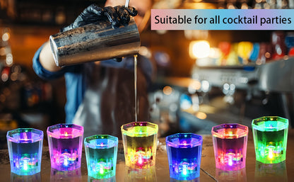 LED Light-Up Party Wine Glasses Set – 12 or 15pcs Glowing Plastic Cups with Colorful LED Lights for Birthday, Bar, Wedding, Holiday & Sports Events