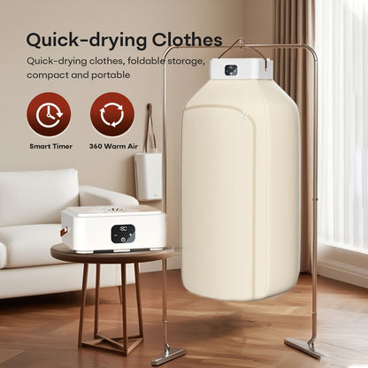 Mini Dryer Machine 600W Portable Clothes Dryer Dual Mode Quiet Operation Timer 1H 2H 8H Energy Efficient for Apartments Dorms RVs Travel Small Spaces Basic Premium