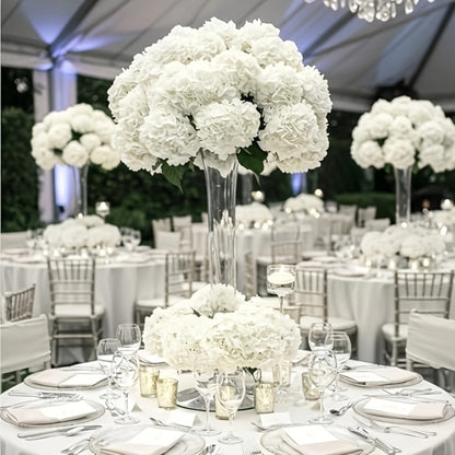 Artificial Hydrangea Flowers with Stems 72Pcs Fake Silk Hydrangea Flower Heads Bulk for Wedding Centerpieces Home Party Table Vase Decor Blue Purple Pink Champagne