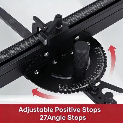 400mm Woodworking Angle Gauge with Adjustable Fence & Guide Rail – Precision Miter Measuring Tool Compatible with 30mm & 45mm T-Track for Table Saw Router