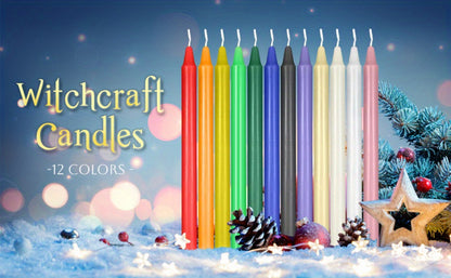 Colored Chime Candles Spell Candles Set Unscented Taper Candles 6.3in for Witchcraft Altar Ritual Meditation Prayer – 12 Assorted Colors, Halloween Gothic Decor, Magic Candle Holder Compatible