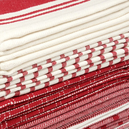 Kitchen Dish Towels 10 Pack - 100% Cotton Flat Weave, Absorbent & Reusable, Multi-Color Set for Cooking, Cleaning & Drying
