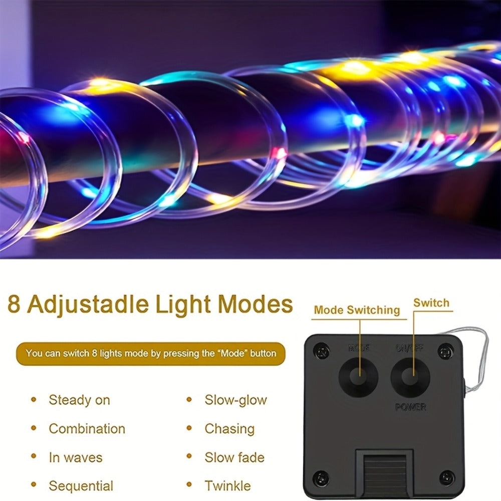 Solar Rope Lights Outdoor 33FT 100LED RGB – 8 Modes IP65 Waterproof String Lights for Garden, Patio, Party & Holiday Decor